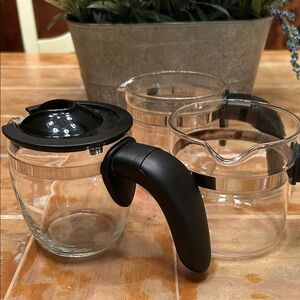 Lot of 3 espresso carafes - Krups & Capresso brands - cup marks on glass